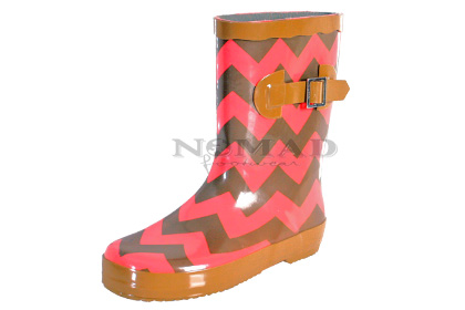 Ms Puddles II - Brown/Coral Chevron